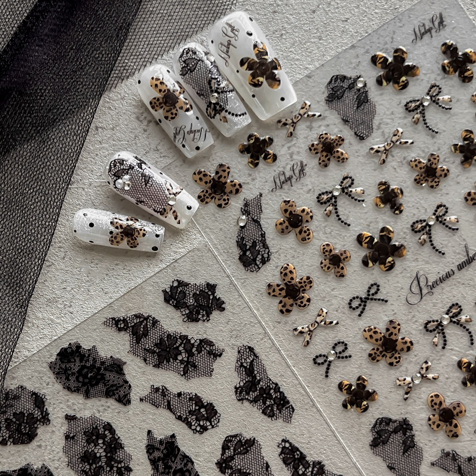 Ant Pattern French Nail Art Stickers Vintage Sheer Hollow Lace Nail Art Decoration Stickers Manufacturer Wholesale YT9319