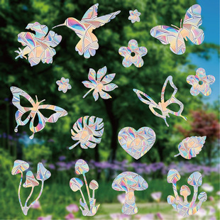 Cross-Border Rainbow Prism Electrostatic Glass Sticker Pvc Decorative Static Window Sticker to Block Birds and Impact Colorful Window Sticker