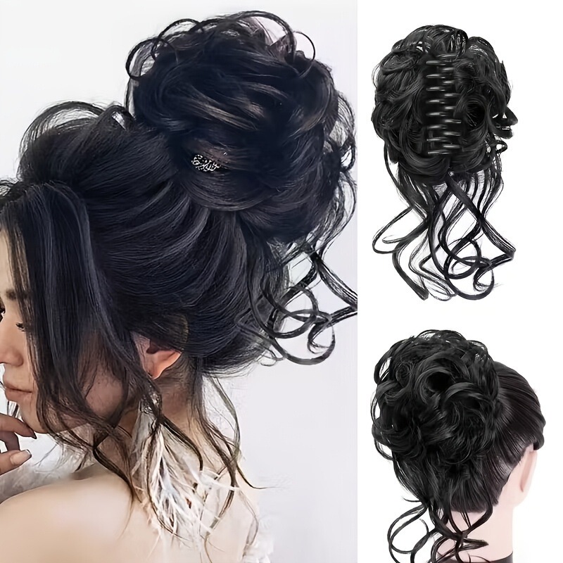 Fashionable Lazy Hair Bun with Messy Flower-Shaped Hair Clips, Fluffy Long Hair Bun, High-Temperature Silk Wig Fashionable Lazy Hair Bun with Messy Flower-Shaped Hair Clips, Fluffy Long Hair Bun, High-Temperature Silk Wig