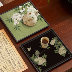 新中国式四方乾泡茶盤国風復古速乾吸水茶トレー創意壺承工夫茶具茶台