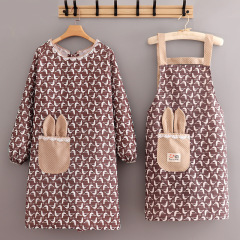 帆布廚房外穿長袖圍裙女家用年輕韓版罩衣春夏薄款透氣帶袖工作男