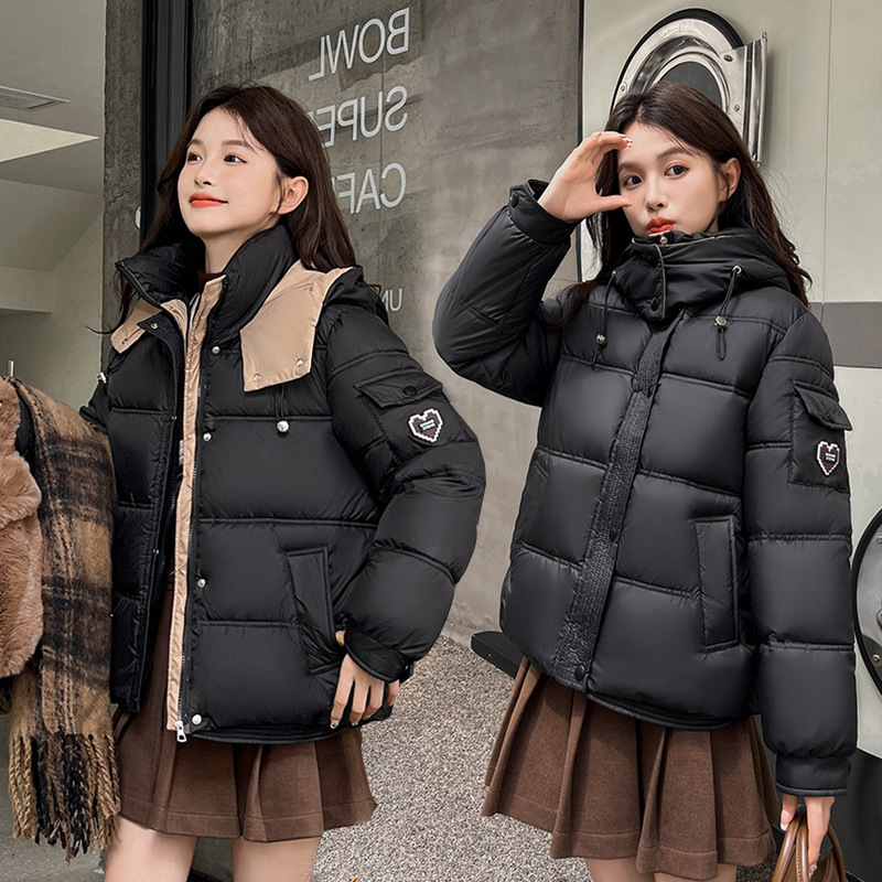 Ropa de pan de color con capuchón, ropa de algodón coreana suelta para mujeres en invierno engrosado, abrigo caliente de moda, temperamento de marea image 7