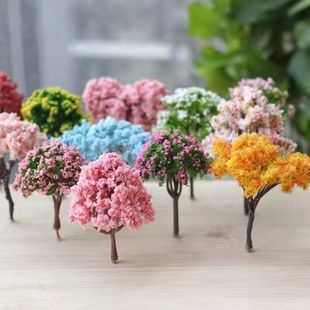 Micro-Landscape Artificial Cherry Blossom Trees, Various Creative Plastic Flower Ornaments, House Models, Villa Flower and Grass Accessories