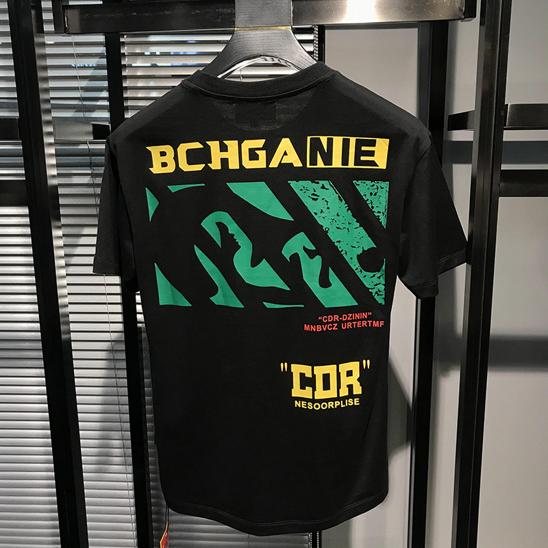 T-Shirt mit Eisseiden-Aufdruck 2021 Neue kurzärmelige Sommermodemarke für Herren Hübsche Instagram-Kleidung in Slim Fit für Männer_voghion.com