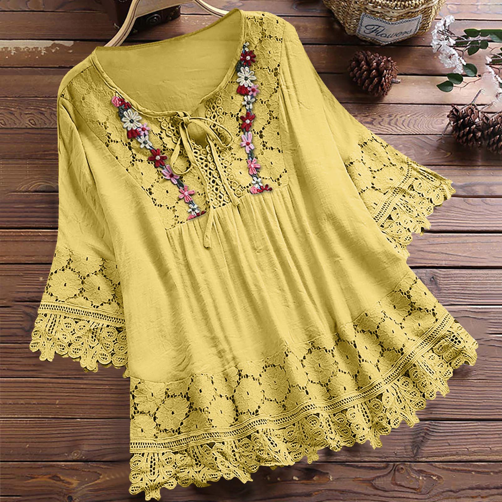 Women's Blouse Half Sleeve Blouses Elegant Solid Color Flower display picture 24