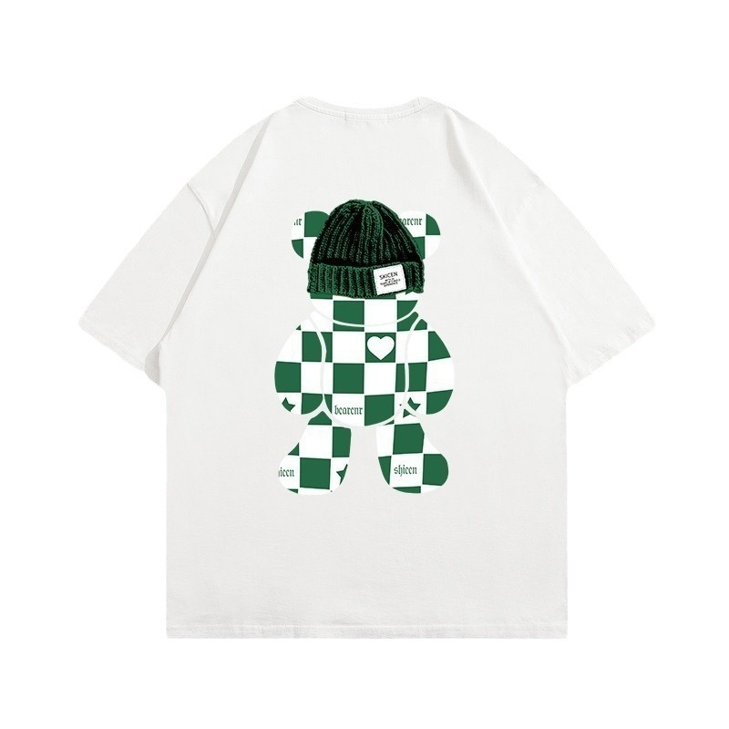 Women's Clothing White bear t shirt women's combed cotton large size fat mm slim oversize short sleeve ins foreign style Hong Kong style niche T_voghion.com