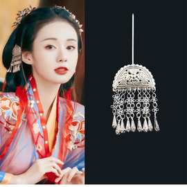 清冷感复古新中式仿苗银发簪步摇流苏簪子古风宫廷风盘头发饰头饰