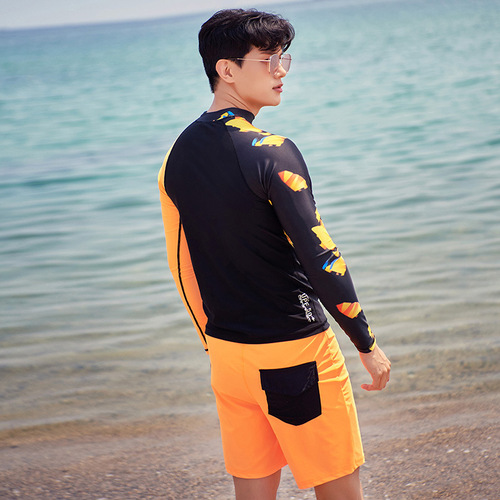 BREREL Korean wetsuit, men's split swimsuit, five-quarter pants suit, long-sleeved quick-drying sportswear, beach suit