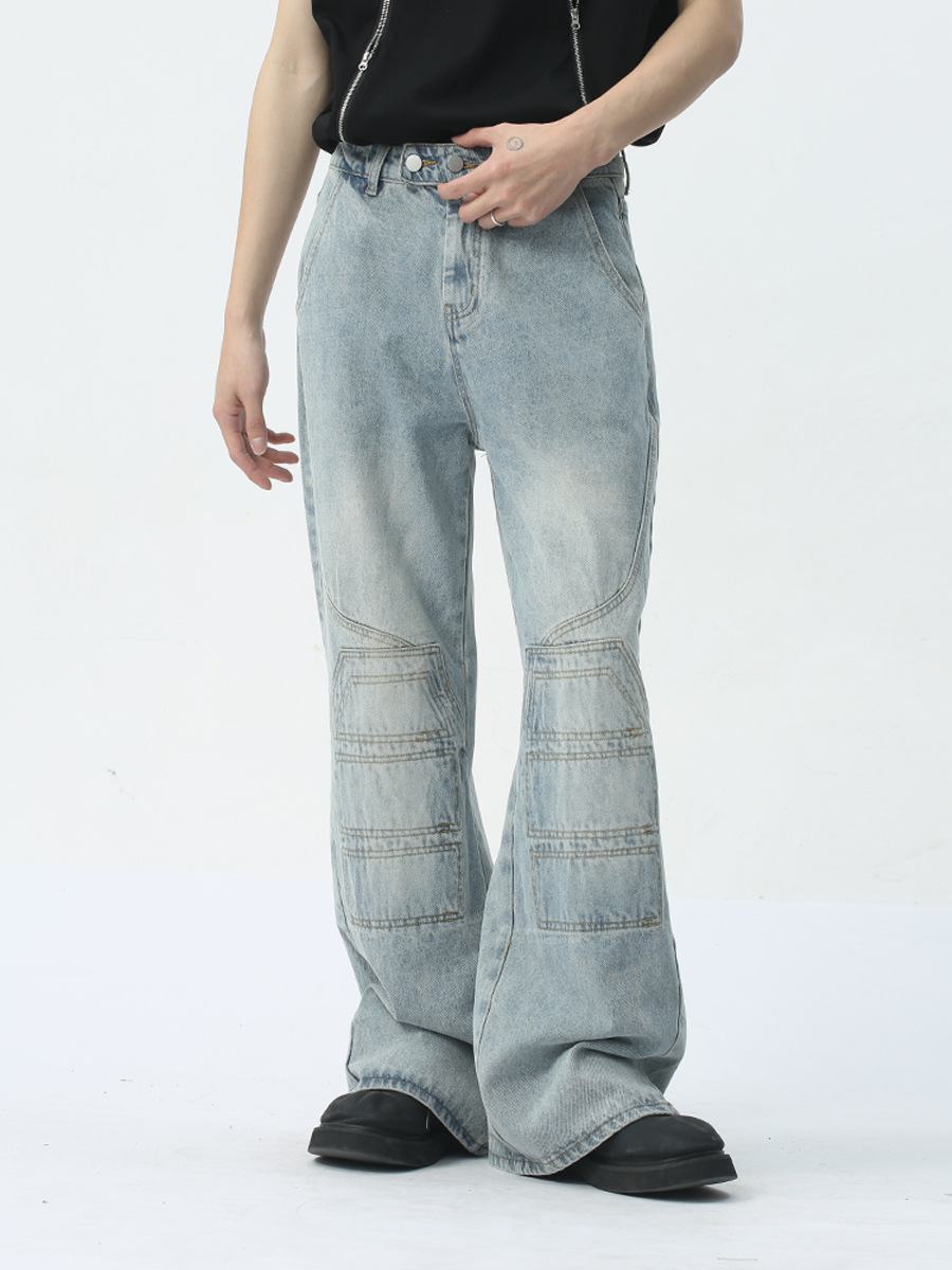 MTLCLOTHES Ropa de hombre | 2024 primavera nuevo producto deconstrucción de nicho diseño empalme jeans lavados rectos