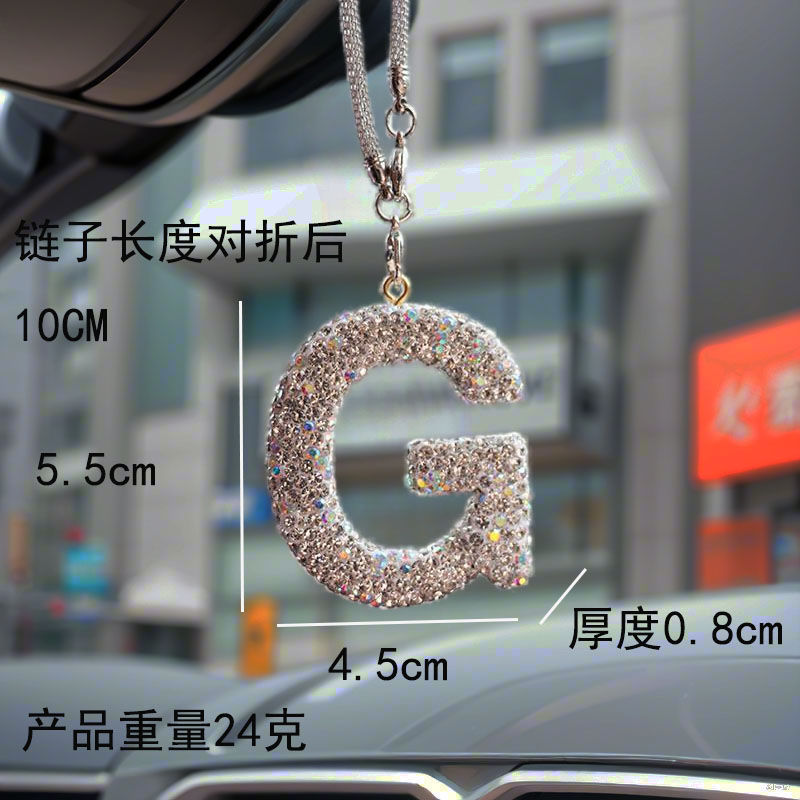 レターカーペンダント セラミック粘土 車のインテリアペンダント レディース ラインストーン 車のバックミラーペンダント ペンダント