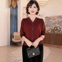 年轻妈妈秋时尚洋气套装2025新款洋气中老年上衣服两件套一件代发