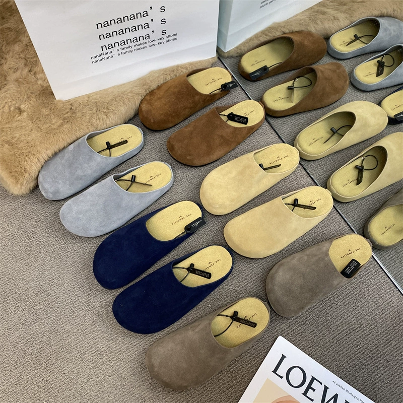 Маленькие матовые кожаные булочки Birken тапочки женские толстые подошвы противоскользящие ленивые шлепанцы без каблуков