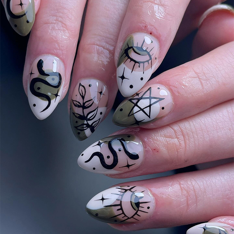 Halloween Foreign Trade Fake Nail Wear Armor Fake Nail with Single Eye Kulu Simple Removable Manicure 30 Pieces Halloween Foreign Trade Fake Nail Wear Armor Fake Nail with Single Eye Kulu Simple Removable Manicure 30 Pieces