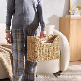 跨境水葫芦草编收纳篮编织文件杂物储物筐客厅装饰垃圾桶脏衣篮