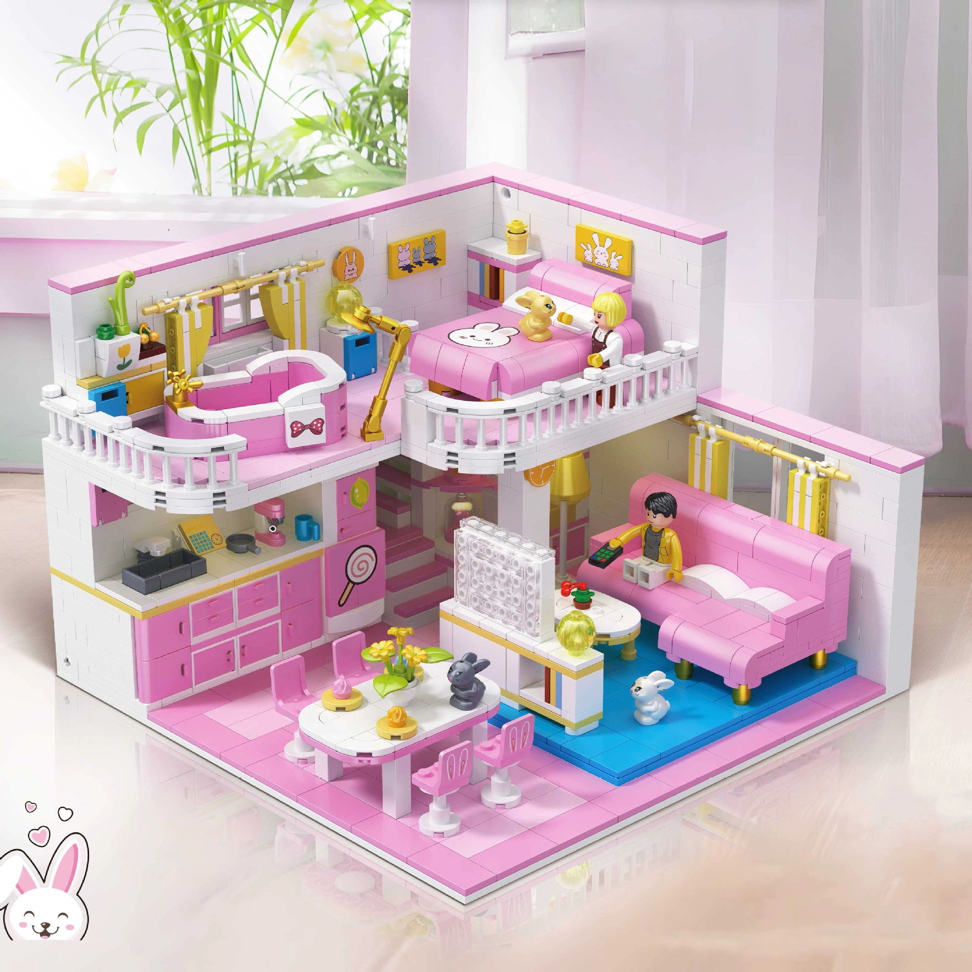 哲高 DZ6103-06 Little Bear тёплый домик пазл конструктор, уличный вид, сборная фигурка, подарок для девочки