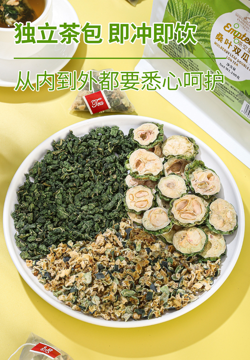 Mulberry Leaf & Double Melon Tea Bags (桑叶双瓜茶) — Cold-Brew Herbal Tea, 20 Pyramid Sachets specifications
