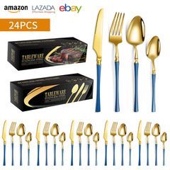 アマゾンクロスボーダーステンレス食器ギフトボックスセット小蛮腰洋食食器ナイフフォークスプーン24点セット