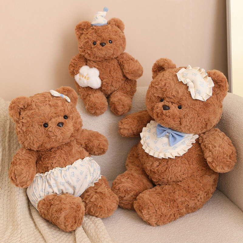 Cute Barcelona Good Night Bear Plush Toy, Dole Bear Stuffed Animal, Bed Companion, Gift for Girlfriend