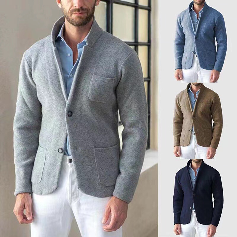 Cross-border plus size Men's 2024 New Men's Vertical Collar Small Suit Jacket Slim-fit Party Cardigan Jacket