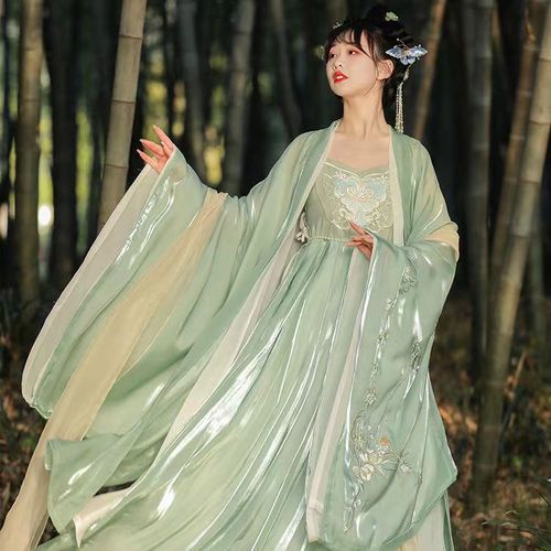 Women Chinese Hanfu Fairy Dresses tang dynasty original hanfu female costume  blue green fairy skirt wide