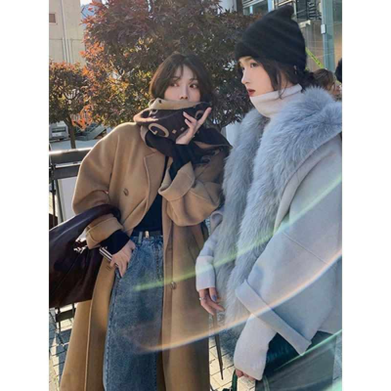 Женское двухстороннее кашемировое пальто средней длины, противосезонное Anna's Anna, нежное шерстяное пальто в Корейском стиле, осень и зима 2022 г.