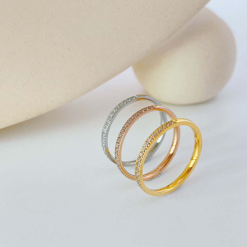 Simple Style Plaid Butterfly Bow Knot Titanium Steel Inlaid Shell Zircon Rings