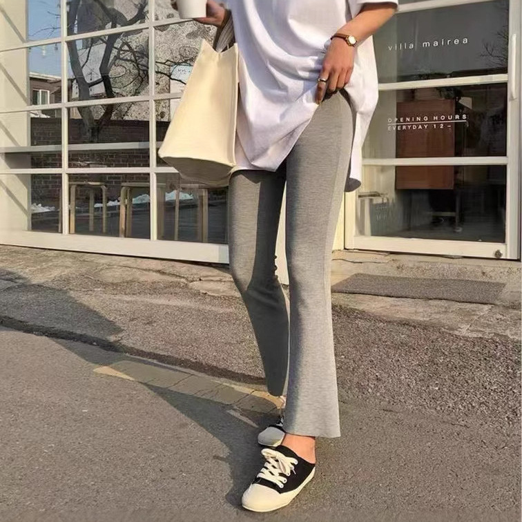 Summer New Korean Style Slim-fit Slimming Solid Color Net Edition High Waist Stretch Slim-fit Micro-fit Casual Pants Women's 3535 Pants