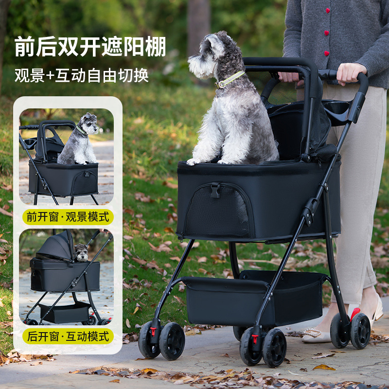 Cochecito Desmontable Plegable para Mascotas de Metal Ligero para Perros y Gatos