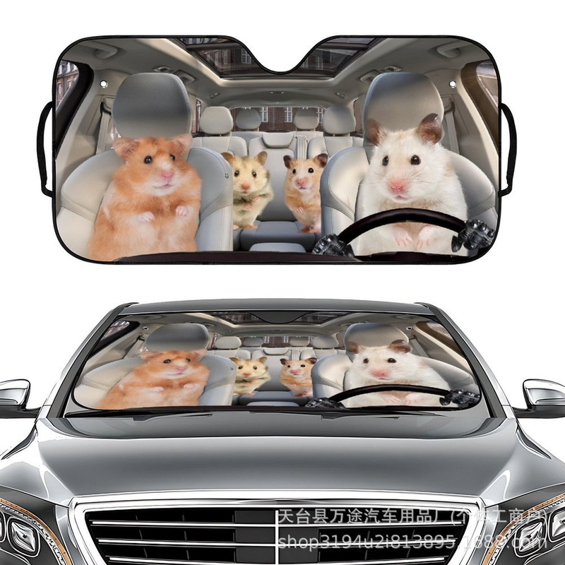 Car Sunshade Sunshade Summer Aluminum Film Windshield Sunshade Digital Printing Cross-Border Amazon