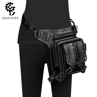 2024外贸新款包包女 欧美朋克PU皮女士斜挎包 户外骑行腰包男批发
