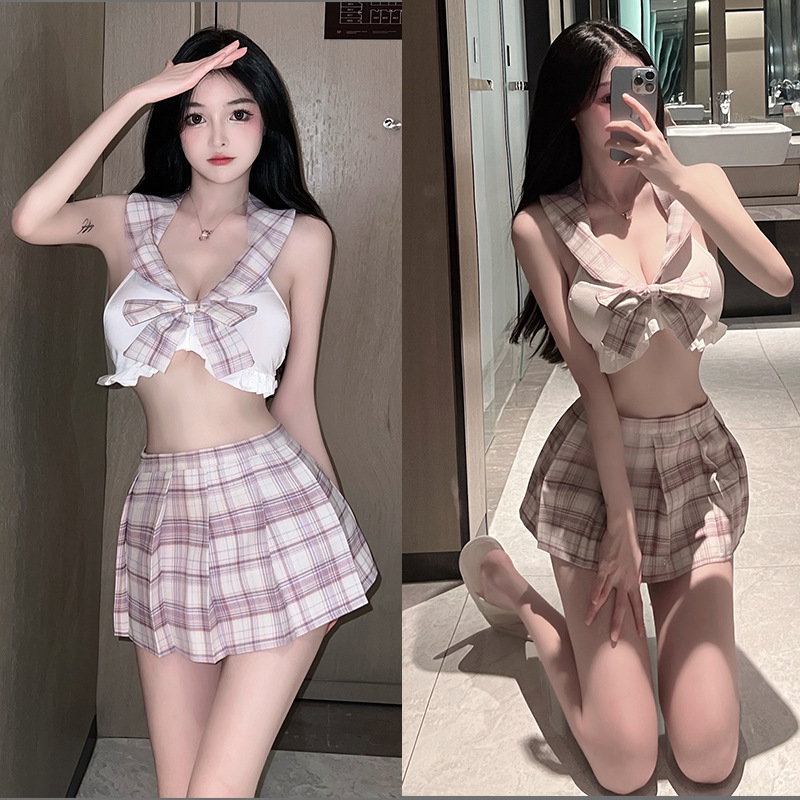 Sexy lingerie student jk stockings erotic pure small chest sexy hot emotional fun uniform