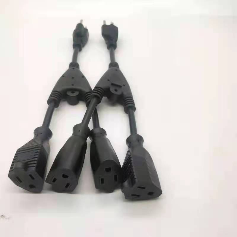 美规美标三插母头延长线美规一分二插头电源线美规Y型一拖二线