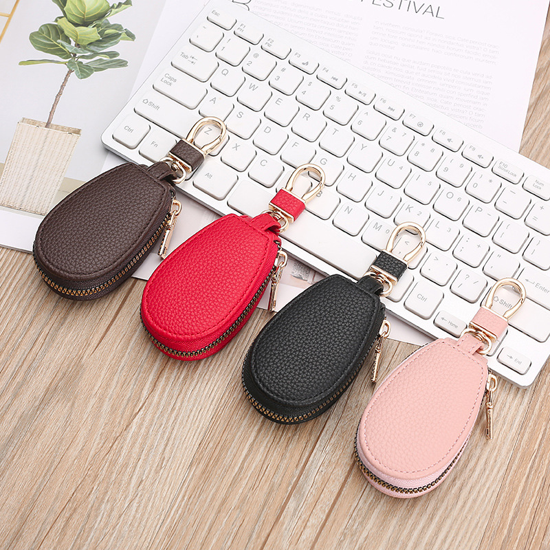 Estuche para llaves para hombres de alta gama, simple, de gran capacidad, colgante lumbar, multifunción, cremallera, llavero, tarjetero, llave de coche dos en uno