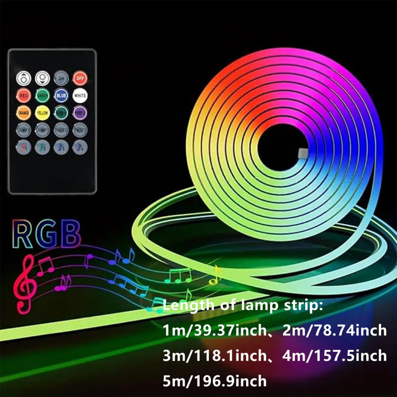 RGB ネオンストリップ LED 柔軟なシリコーンネオンストリップライトセット 24 キー制御ミニ Bluetooth APP 制御ライト|undefined