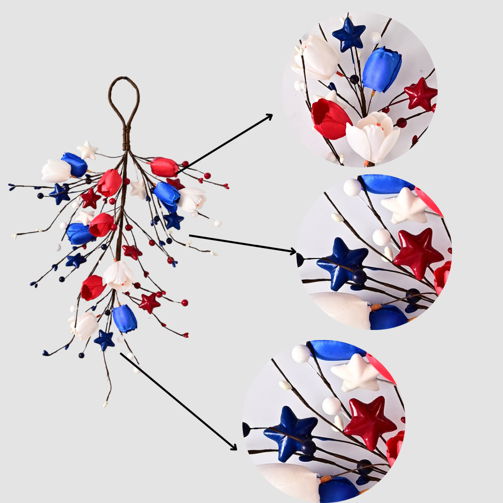 Día de la Independencia Decoración Decoración de ramas Adornos de pared Adornos de pared Estrellas rojas, blancas y azules Día nacional de EE. UU.
