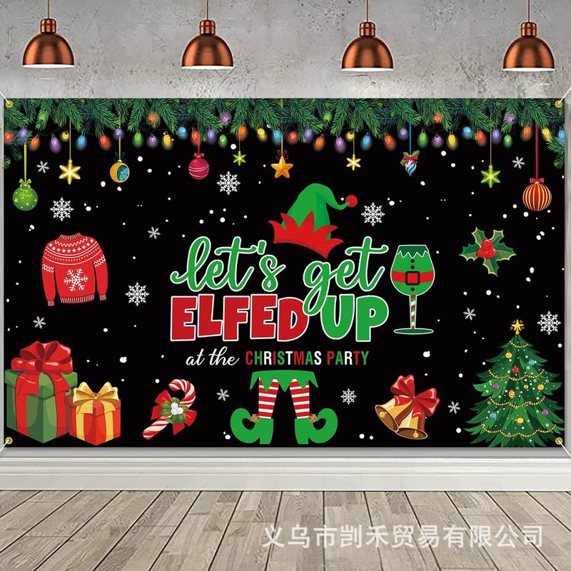 クロスボーダー新しいクリスマスバナーフェスティバルパーティー装飾ドアカーテンパーティー吊り旗クリスマスカプレット工場|undefined