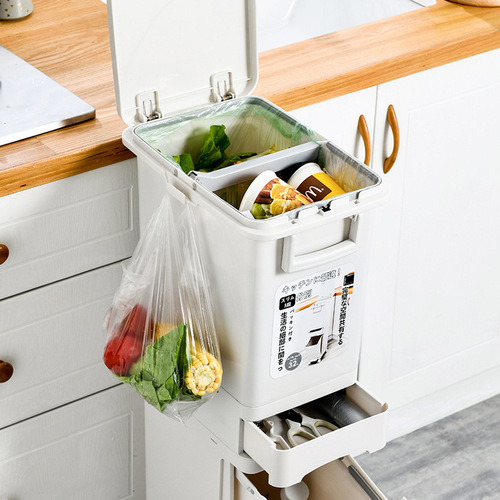 日式垃圾分类厨房垃圾桶批发双层干湿分离大容量家用带盖内筒大号