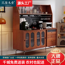 复古实木餐边柜家用客厅靠墙多功能中古茶水柜厨房创意收纳储物柜