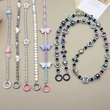 创意新款多功能手机挂绳珍珠串珠斜跨箱包挂饰配件手机壳链条挂件