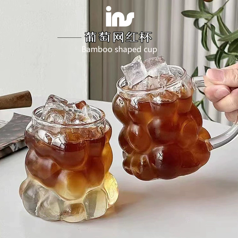 Вертикальная полосатая iced американская латте-кофейная чашка, термостойкая, чашка для завтрака с молоком, стеклянная чашка интернет-знаменитости, жирная
