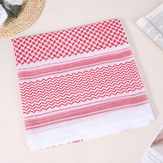 Arabic Headscarf Cross-Border New Red and White Plaid Men's Square Scarf Scarf Shawl High-End Ethnic Style Hat