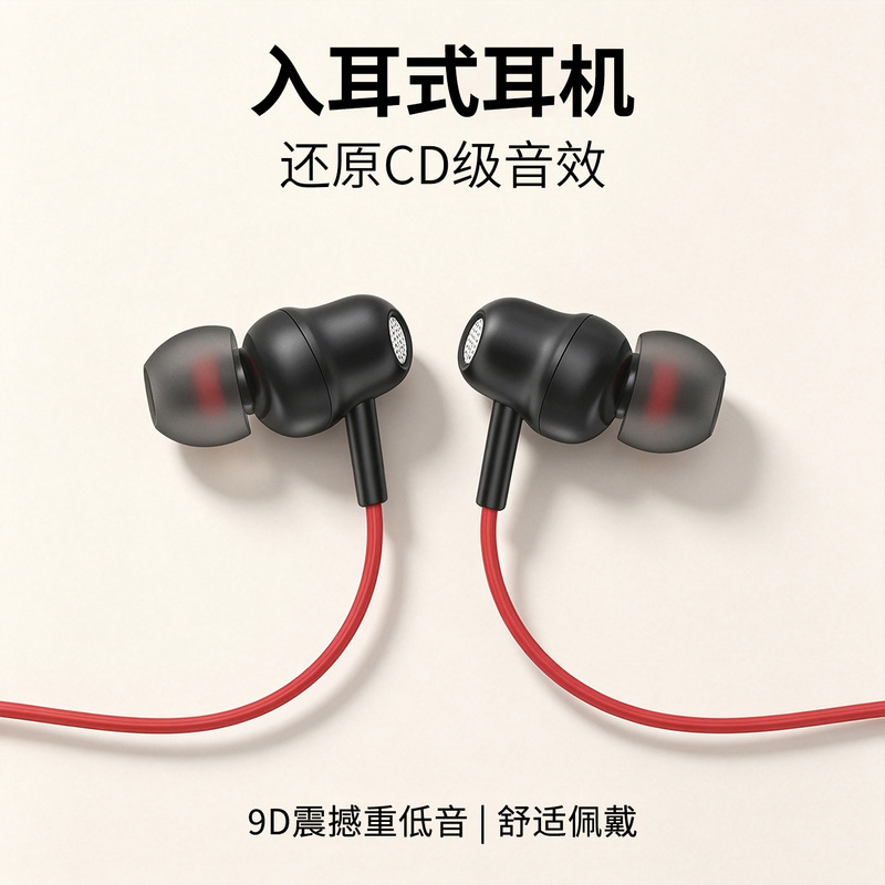 Wired headphones typec suitable for Apple and Huawei phones, direct plug-in 3.5mm in-ear hifi gaming music headphones