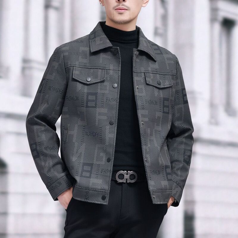 Full Net Low Price Autumn and Winter Embossed Lapel PU Short Jacket Leather Men's Jacket Fashion Casual All-match Trend