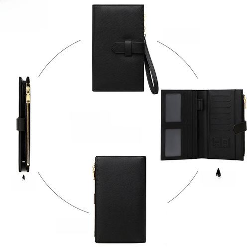 Cross-border new RFID anti-magnetic passport bag zipper fastener document bag passport holder multi-functional long women's wallet