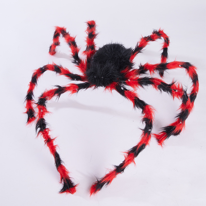 Decoración de Halloween luminosa araña escenario al aire libre decoración de casa embrujada peluche araña props de Halloween