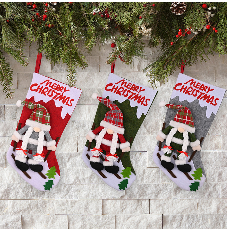 Forniture per decorazioni natalizie Bambola senza volto Calza della Befana Calzini grandi di Natale Sacchetto regalo Sacchetto regalo_voghion.com