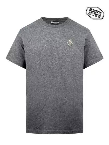 Cross-Border Trade Mengjia Logo Short-Sleeve 25 Spring/Summer Classic Triangle Iron Badge Logo Round-Neck Unisex T-Shirt Short