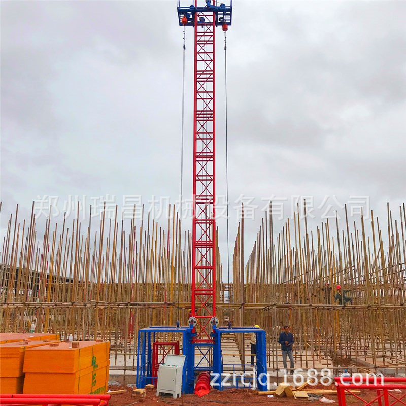 FOB单柱双笼施工升降机 载重1.6吨龙门架升降机单柱单笼物料提升