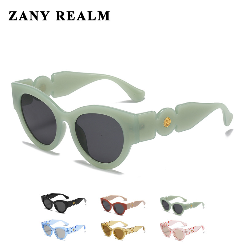 Nuevo retro francés marco redondo ojo de gato transfronterizo gafas de sol contraste color Amazon gafas de sol en vivo fabricante en stock