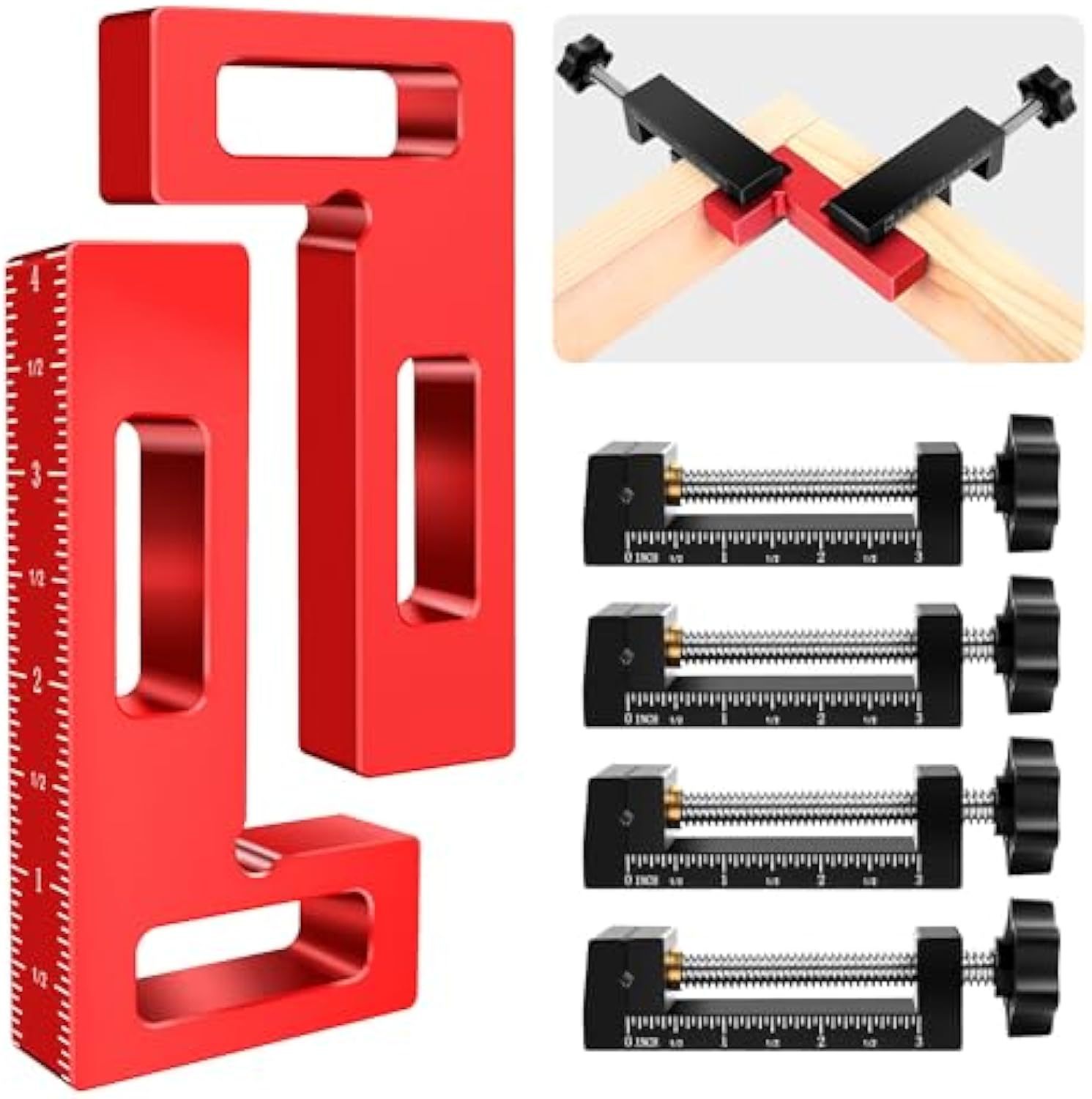 跨境铝合金升级款可调节G字夹+直角木工固定夹具90°夹紧器强力夹